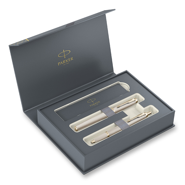pouzdro Parker IM Monochrome Champagne - duo sada